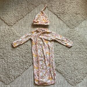 Autumn Leaves Newborn gown & matching hat